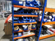 Single bay boltless shelving and contents of various fixtures