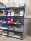 Four tier boltless shelving, with contents