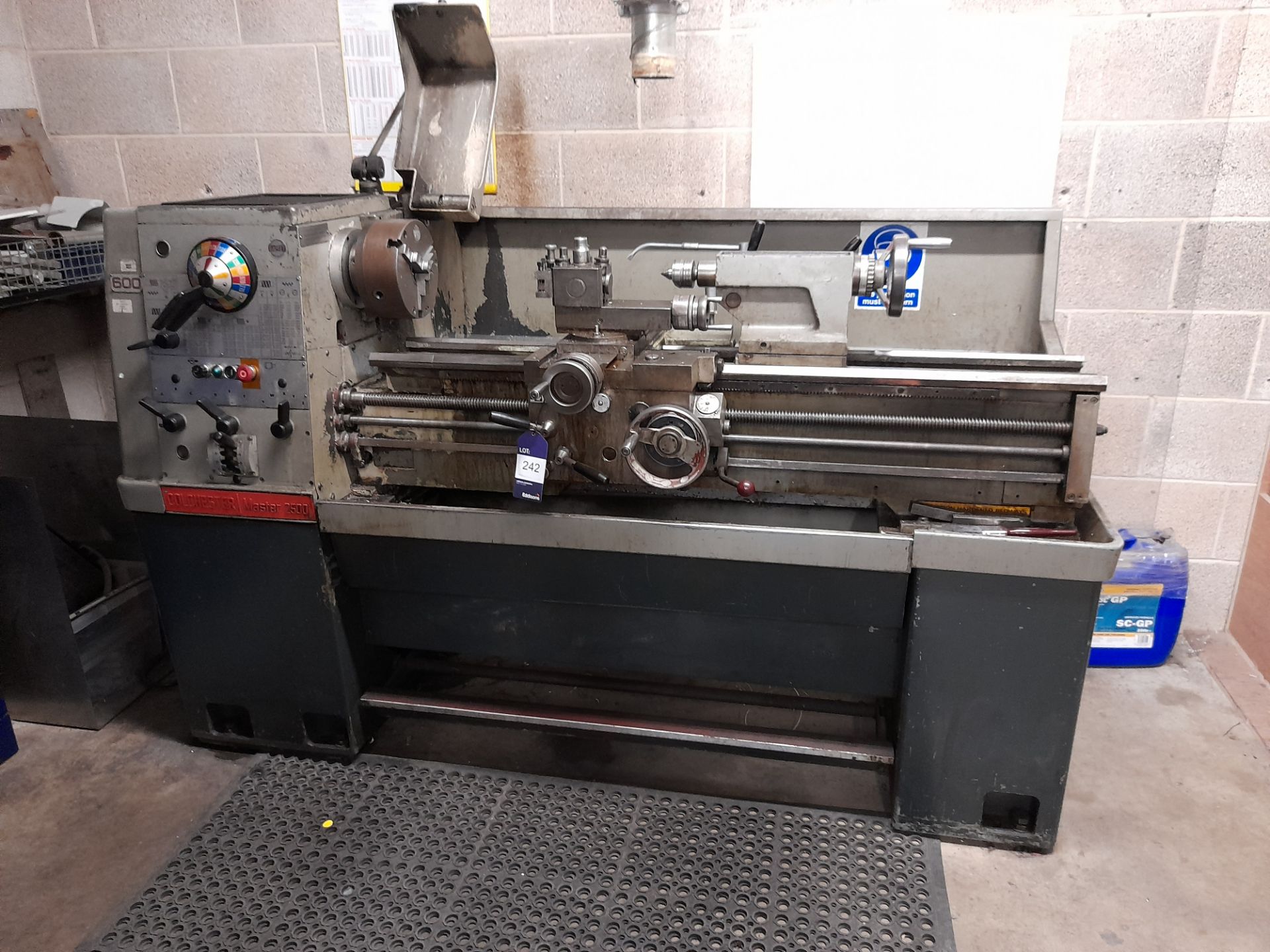 Colchester Master 2500 lathe, with wall mounted tool/chuck holder and contents (Please note that - Image 2 of 4