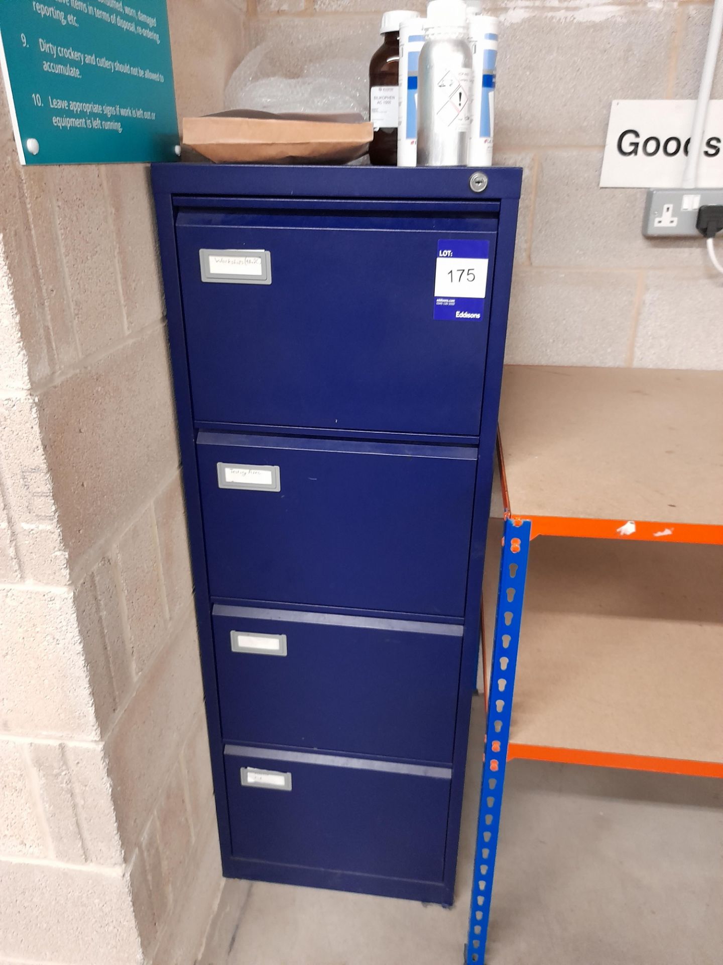 Metal four drawer filing cabinet (Contents excluded)