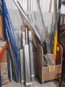 Quantity of various aluminium profiles, metal rods, threaded bar and plastic trunking to wall and