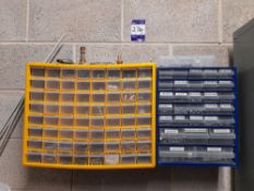 2 x various multicompartment consumable drawers, with contents of screws, washers etc.,