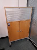 Tambour fronted two door mobile cabinet