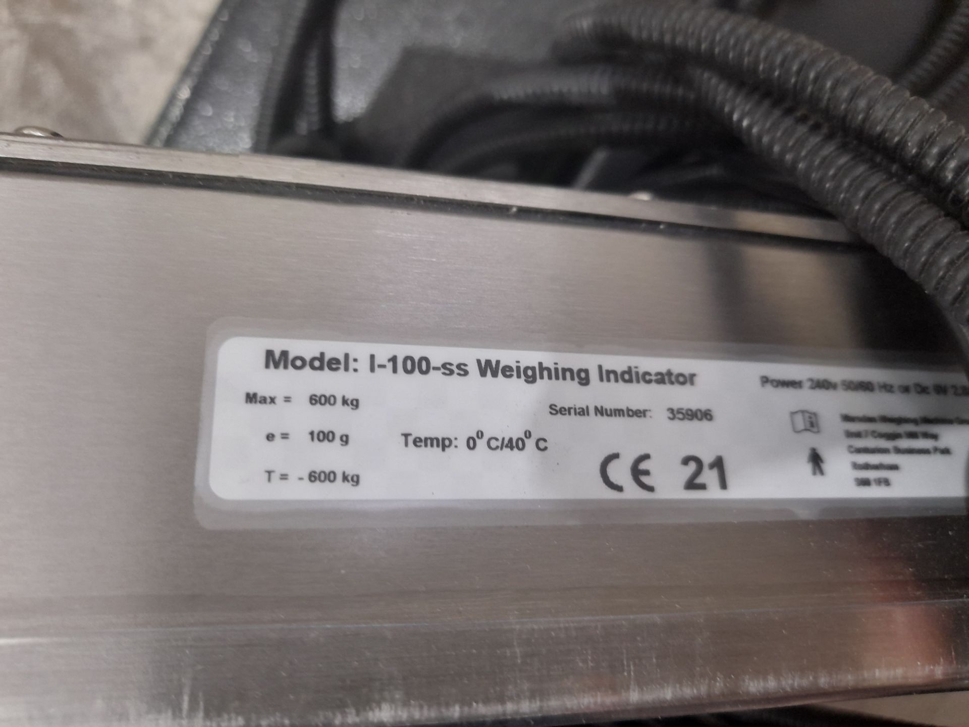 Marsden 1-100-ss weighing indicator, with portable weighing cells, max. 600kg, e=100g, s/n 35906 - Image 4 of 5