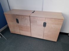2 x Small double door cupboards, 800mm x 800mm x 450mm and 1 x small bookcase