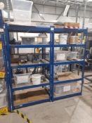 4 - Bays of five tier boltless shelving, approx. 900mm x 1800mm x 600mm, with contents