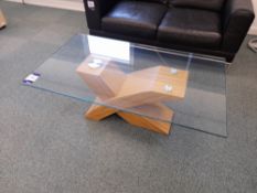 Contemporary glass topped coffee table, 1200mm x 700mm