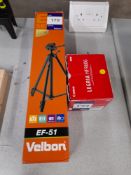 Velbon EF-51 camera tripod, with Cannon LEGRIA HF R606 Camcorder