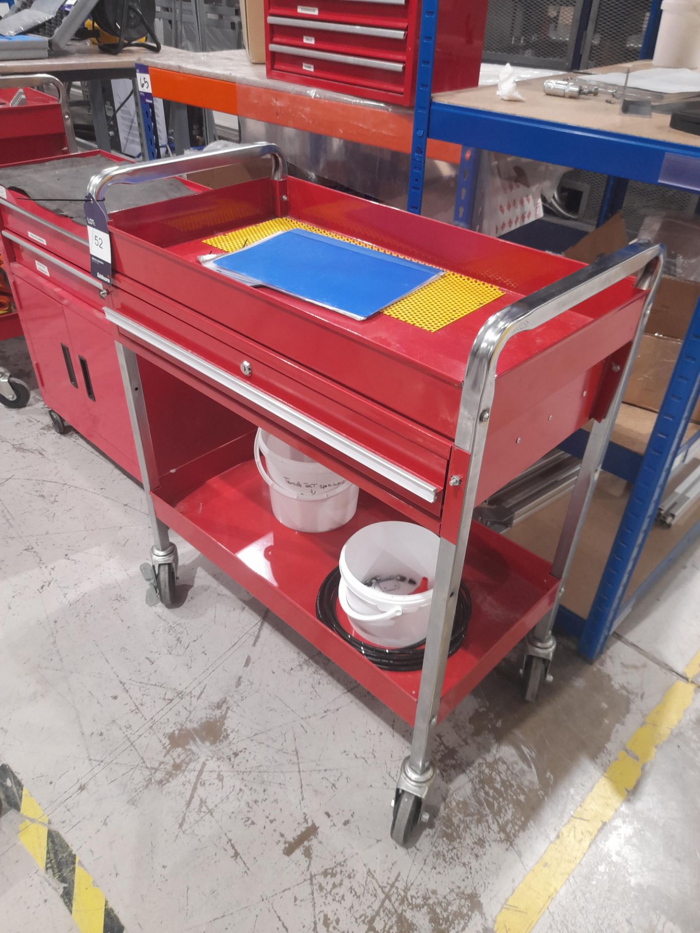 Unbranded two-tier single drawer tool trolley, with contents - Image 3 of 3