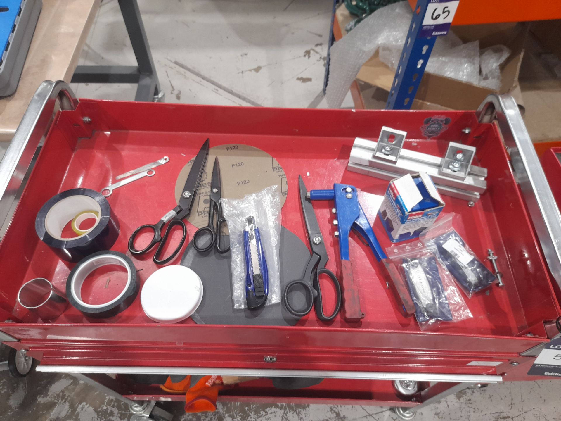 Unbranded two-tier single drawer tool trolley, with contents - Image 2 of 4