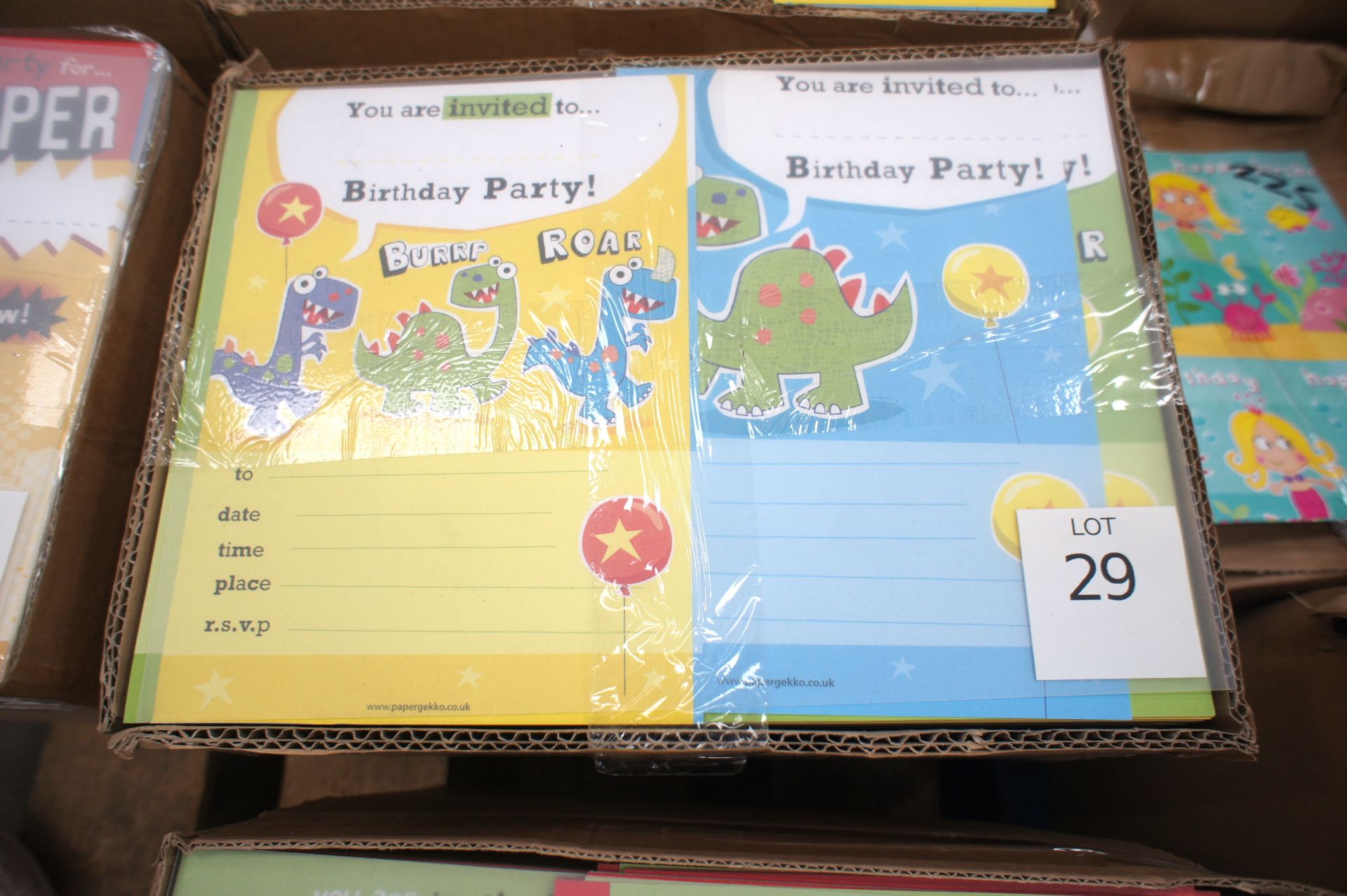 Quantity of Party Invitations to Box