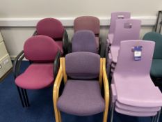 11 x Plastic Stacking chairs & 15 Various Other Office Chairs. Please note this lot is located at Th