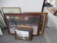 Various framed prints and paintings