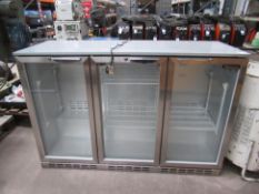 A Blizzard Triple Door Glass Fronted Display Cabinet. Please note there is a £5 plus VAT Lift out fe