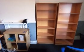 2x 6ft bookshelves and a small shelf unit