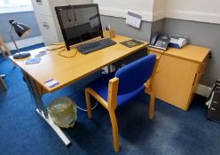 Cantilever desk(1200x800), reception chair, pedestal and Lenovo monitor and keyboard