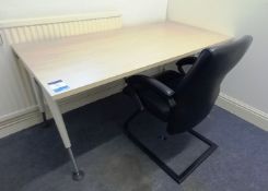 Contemporary desk (1600x800) and leather cantilever chair