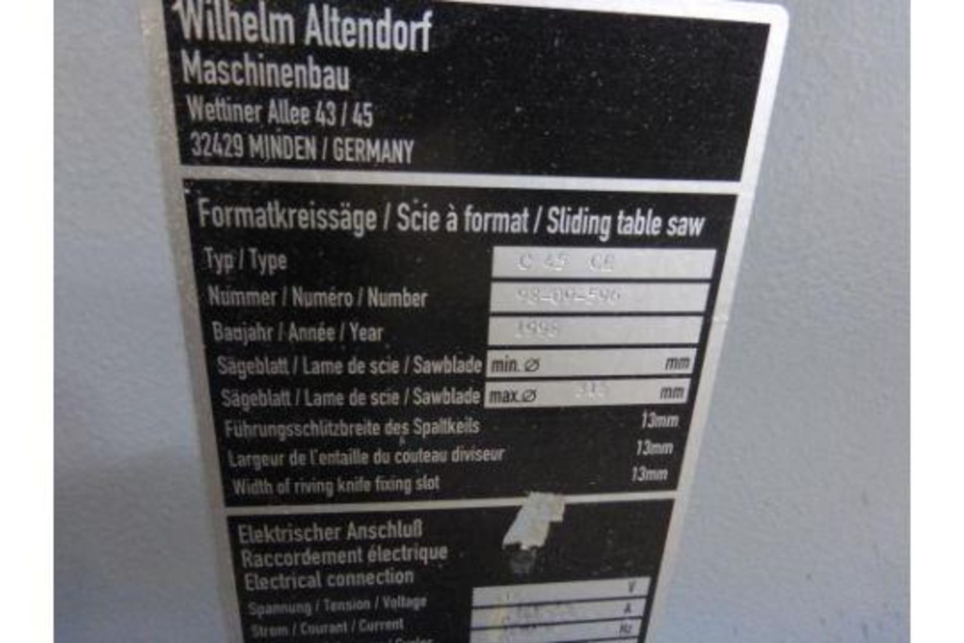 A 1998 Altendorf model C45 Tilting Arbour Panel sizing saw - Image 19 of 24