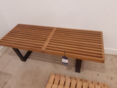 Vitra Nelson Bench copy, oak slat bench 4ft & 3 Bamboo Foot Drainers
