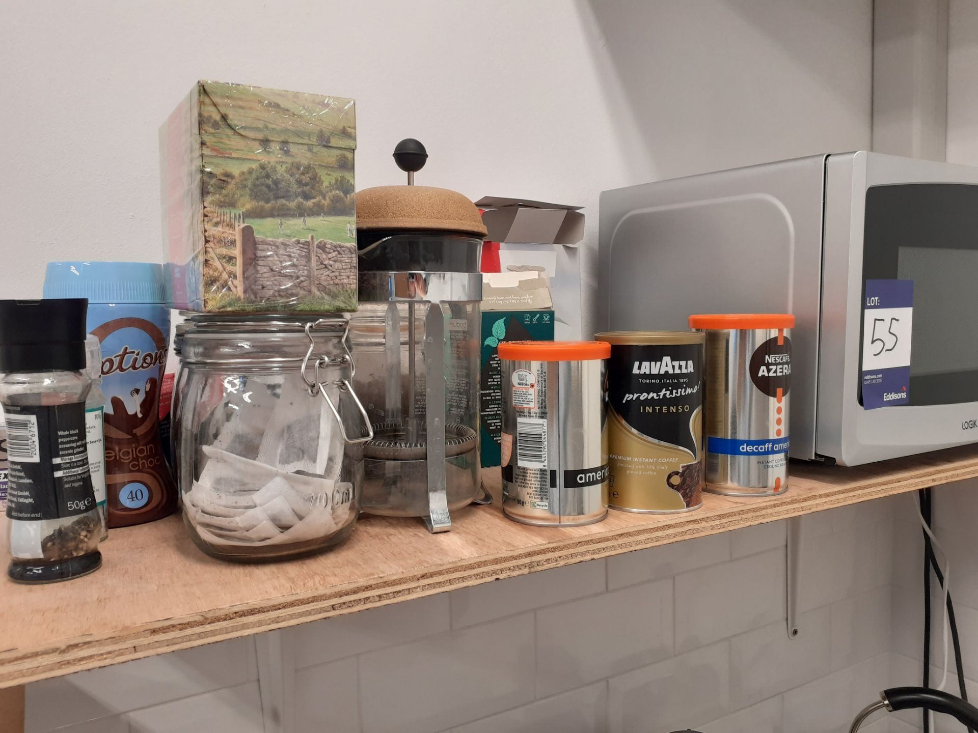 Unbadged Larder Refrigerator, Logik Microwave over & quantity of Crockery & Cutlery - Image 5 of 5