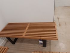 Vitra Nelson Bench copy, oak slat bench., 4ft & 3 Bamboo Foot Drainers
