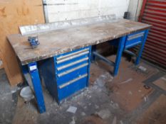 Fabricated heavy duty workbench, with vice (Approx. 2450 x 800 x 900)