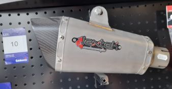 Lextek XP10 Titanium Look Hexagonal Exhaust silencer, 51mm, RRP £169.49, to display stand. https://
