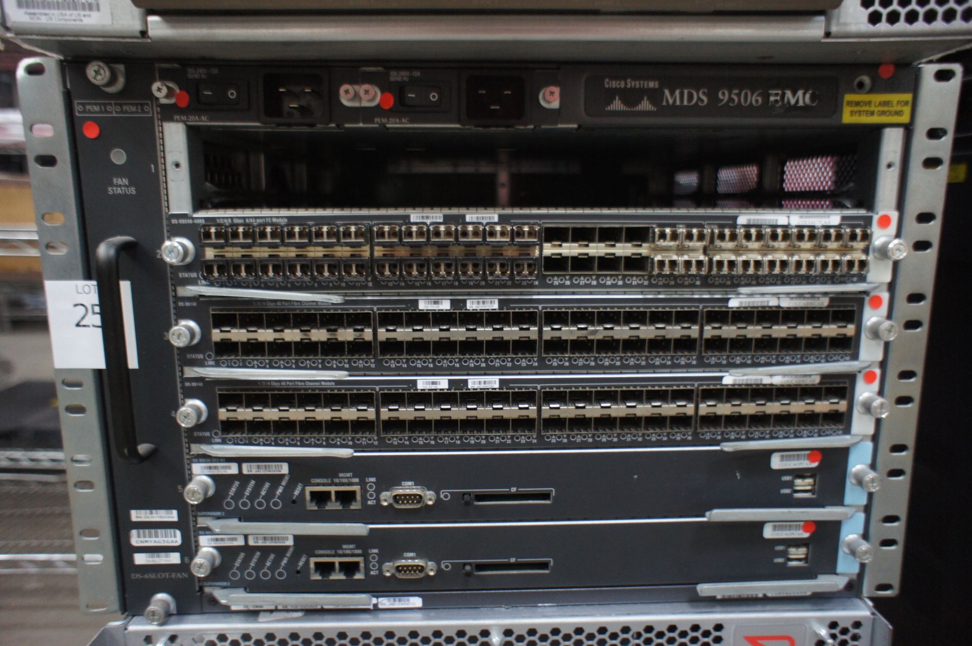 IBM 2109-M12 Director Cabinet, Cisco MDS9600 chassis with Fan module, MC Data ED6410 chassis with - Image 16 of 30