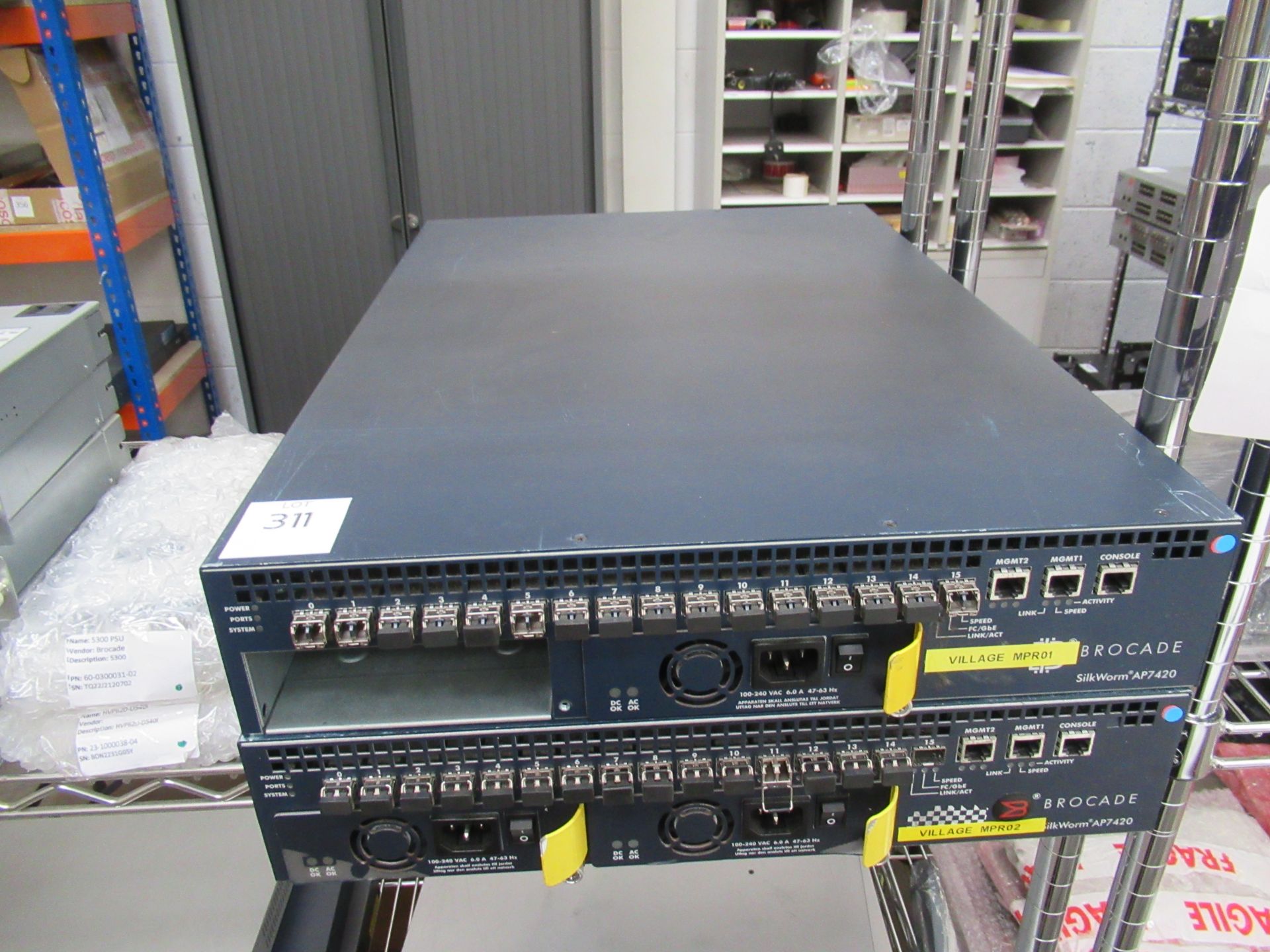 2 x Brocade AP7420 Switch, 2 x H3C S550 Series Ethernet Switch with CX4 Coupling Cable, 3 x - Image 5 of 38