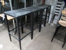4 x High Level Bar Tables and 11 x Metal Frames Stools and 3 x metal framed bar chairs. (Tables 500m