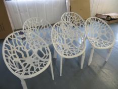 5 white outdoor contemporary style chairs
