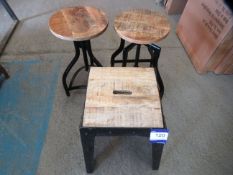 3x various industrial style stools