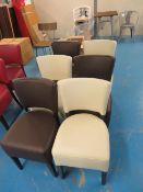 6x Faux leather standard side chair (3x Brown, 3x Cream)