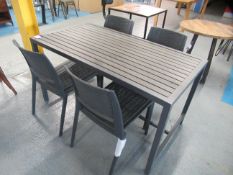Latted Wood Effect Dining Table (1200mm x 750mm) with 4 x Rattan Effect Chairs