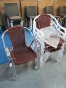 4 x Stackable Wicker Seated and Steel Framed Chairs