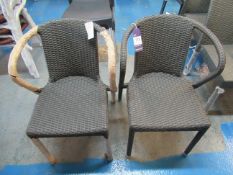 2 x Rattan Effect Outdoor Garden Chairs - Brown