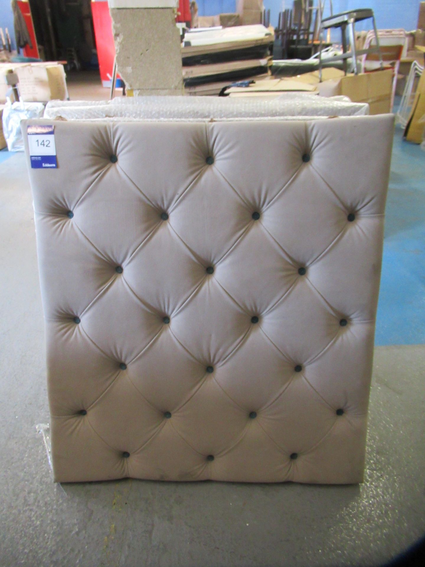 2 x Suede Button Back Headboards (1490mm x 900mm) - Stone