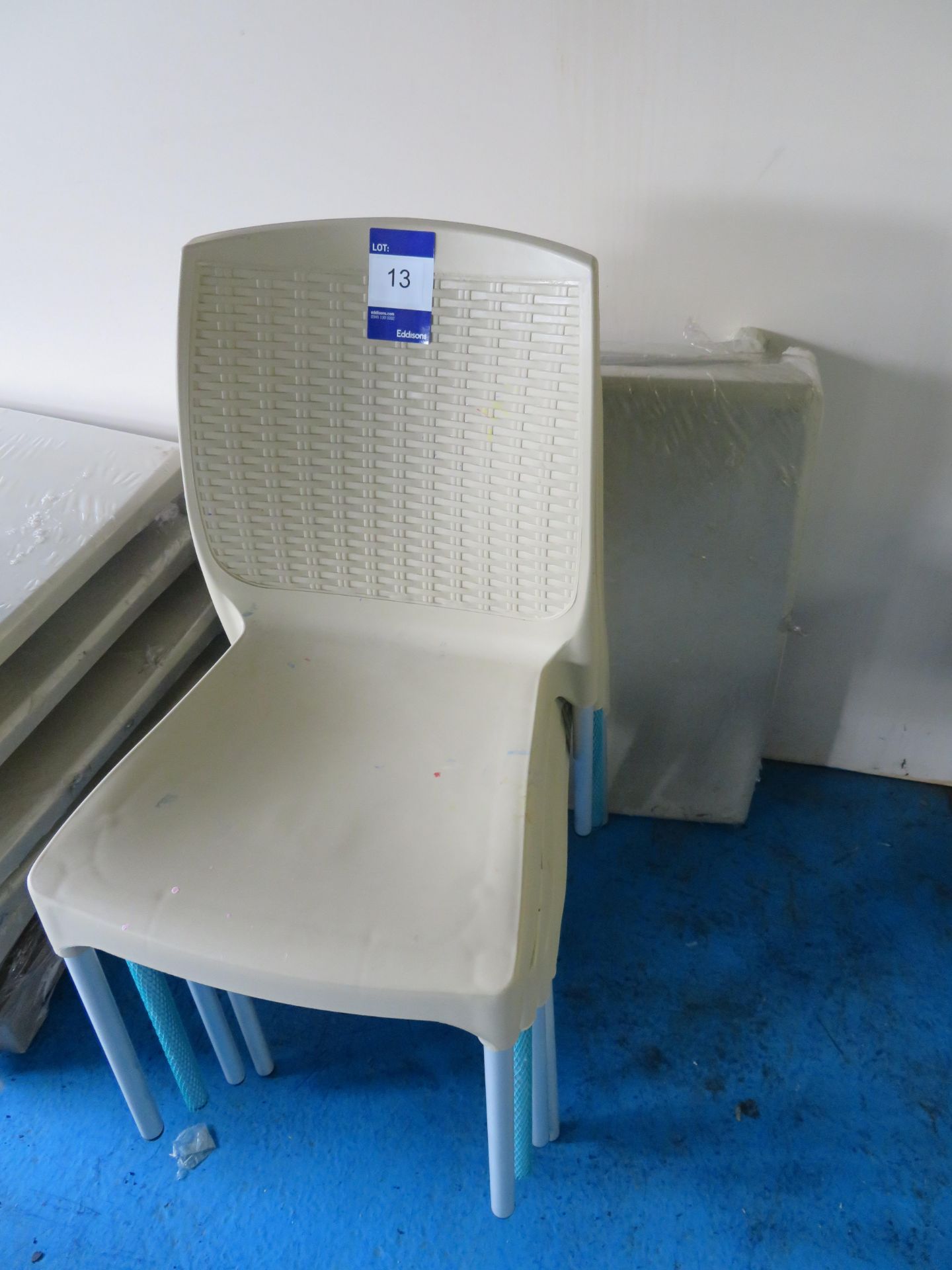 2x 3 piece sets (table plus 2 chairs) 800 x 800mm out door plastic furniture (chairs are used), colo - Image 2 of 2