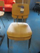 2x Oak effect and wire A occasional chairs- stackable