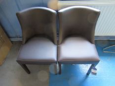 2 x Faux Leather Brown Dining Chairs