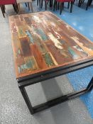 Urban Chic reclaimed wood effect coffee table with steel legs