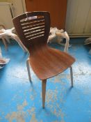 5 walnut effect self assembly canteen chairs