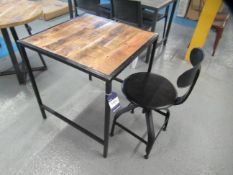 Industrial Style Square Table (700 mm x 200mm) with industrial style chair