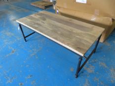 Reclaimed wood/industrial style iron/steel framed coffee table (1200 x 600mm)
