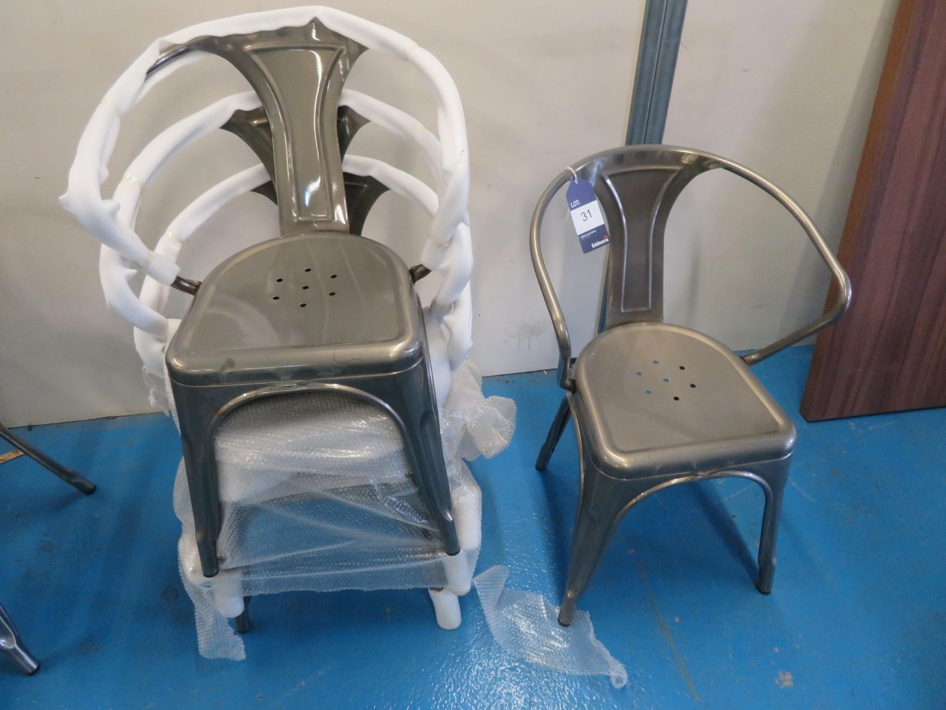 4x Tolix style steel chairs- gun metal colour - Image 2 of 2