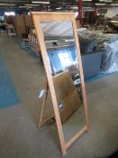 2 x Oak Effect Floor Standing Mirrors (1490mm x550mm) -Boxed