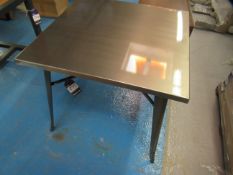 Brushed Transparent Steel Table with Metal Top