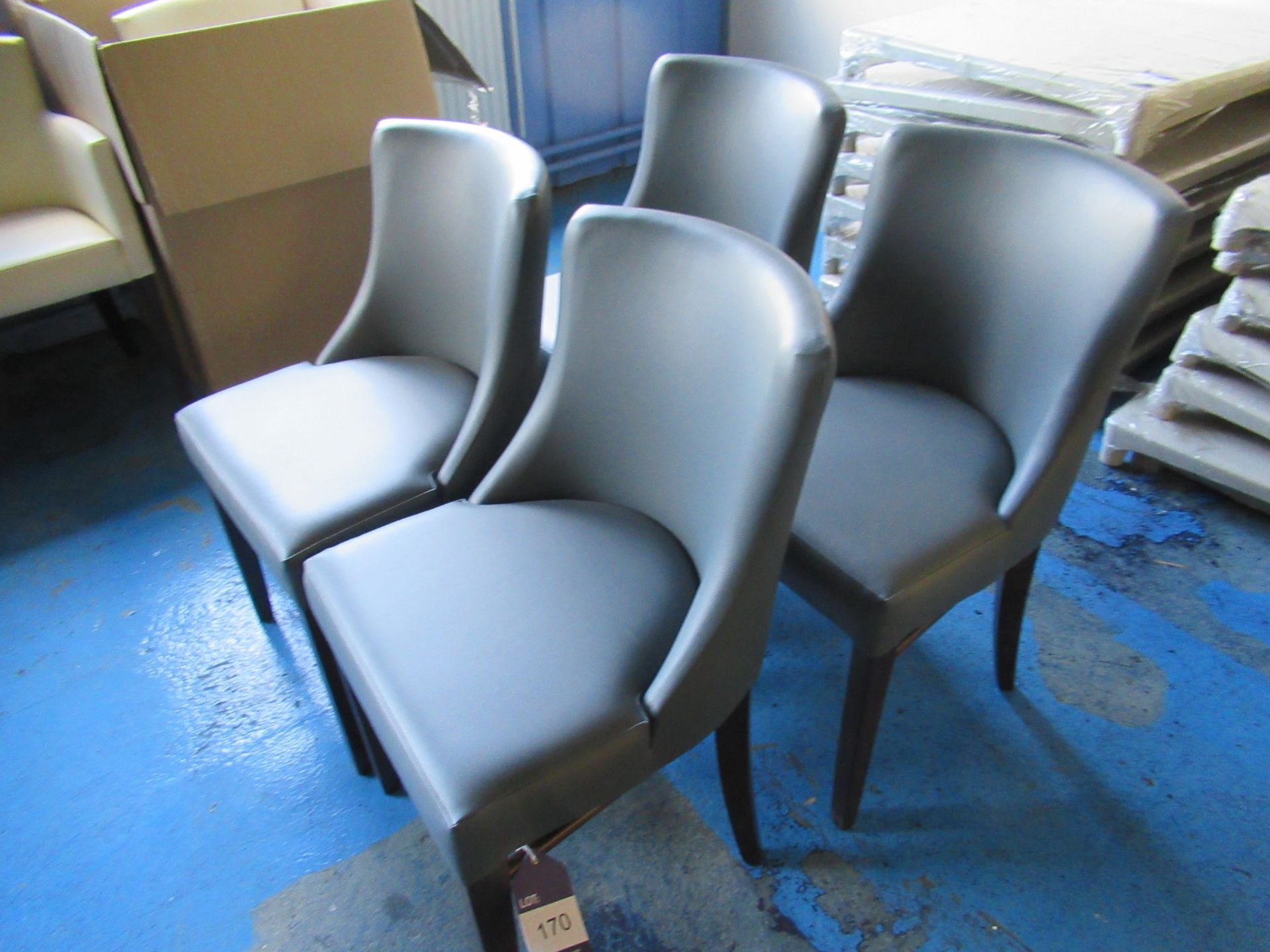 4 x Faux Leather Grey Dining Chairs - Image 2 of 2