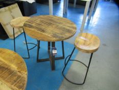 Circular reclaimed wood Table (Diameter 750mm) with Fabricated Steel Base with two industrial styled