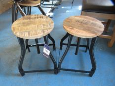 2x industrial style stools with reclaimed wood top and steel legs